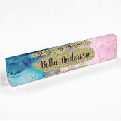 Etherisch Teal Roze Elegant Inkt Modern Glam Trend Naambordje