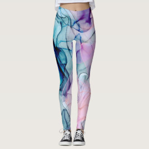 Etherisch Turkoois Roze Paars Inktachtige Moderne  Leggings