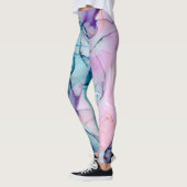 Etherisch Turkoois Roze Paars Inktachtige Moderne  Leggings (Links)