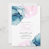 Etherisch Turquoise Roze Elegant Inkt Modern Sweet Kaart (Voorkant)