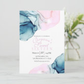 Etherisch Turquoise Roze Elegant Inkt Modern Sweet Kaart (Staand voorkant)
