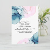 Etherisch Turquoise Roze Elegante Moderne Bruidsdo Kaart (Staand voorkant)