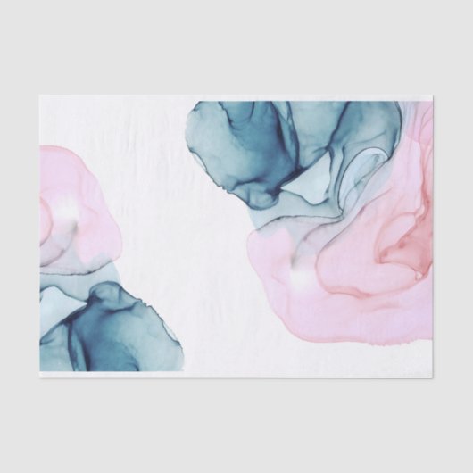 Etherisch Turquoise & Roze Inktachtige Glamour Ele Tissuepapier (Voorkant)