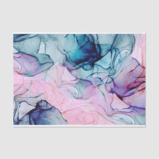 Etherisch Turquoise & Roze Inktachtige Glamour Ele Tissuepapier (Voorkant)