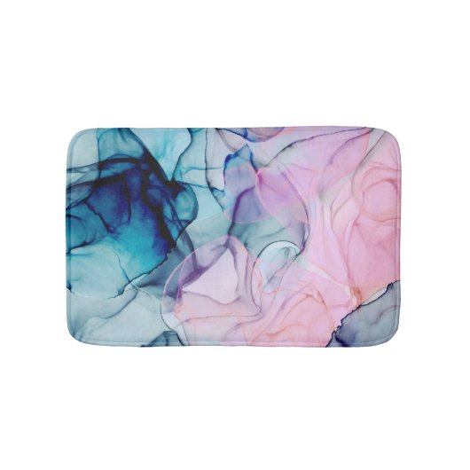 Etherisch Turquoise Roze Paars Inktachtige Moderne Badmat (Voorkant)