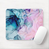 Etherisch Turquoise Roze Paars Inktachtige Moderne Muismat (Met muis)