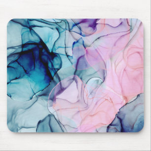 Etherisch Turquoise Roze Paars Inktachtige Moderne Muismat