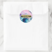 Etherisch Turquoise Roze Paars Inktachtige Moderne Ronde Sticker (Tas)