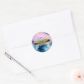 Etherisch Turquoise Roze Paars Inktachtige Moderne Ronde Sticker (Envelop)