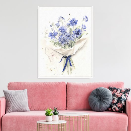 etherisch violet boeket canvas afdruk (Insitu (Woonkamer))