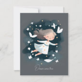 Etherisch Wit Jurk Meisje Vredige Duif Bedankkaart (Voorkant)