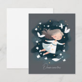 Etherisch Wit Jurk Meisje Vredige Duif Bedankkaart (Voorkant / Achterkant)