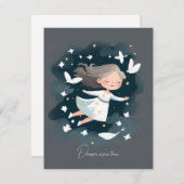 Etherisch Wit Jurk Meisje Vreedzame Duif Bedankkaart (Voorkant / Achterkant)
