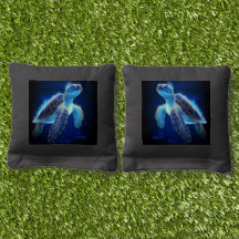 Etherisch Zee Turle Blauw Zwart en Aqua