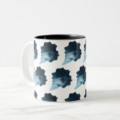 etherisch zeeschelpvectorontwerp tweekleurige koffiemok (Voorkant links)