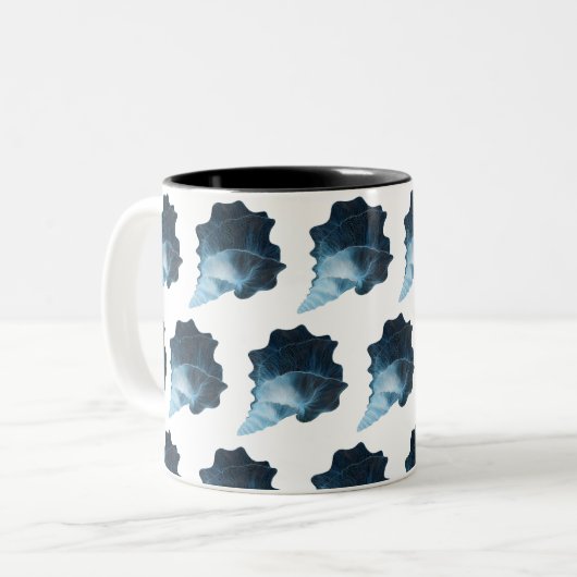 etherisch zeeschelpvectorontwerp tweekleurige koffiemok (Voorkant links)