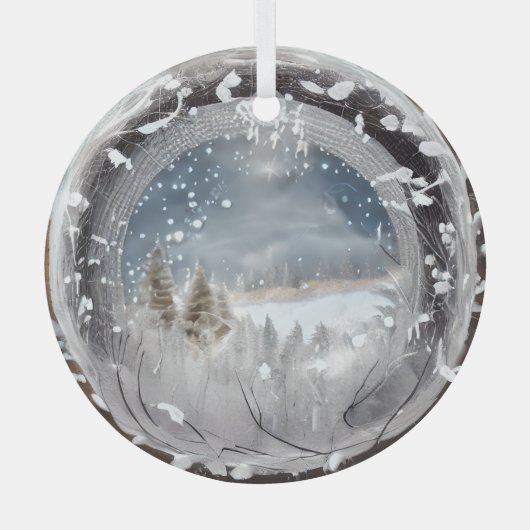 Etherische 3D-look winterscène glas Ornament (Voorkant)