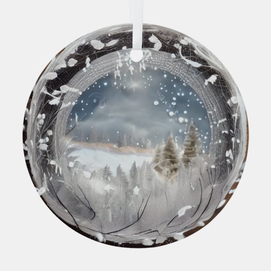 Etherische 3D-look winterscène glas Ornament (Achterkant)