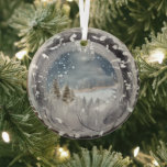 Etherische 3D-look winterscène glas Ornament<br><div class="desc">Mooie 3D-look winterscène zal schitteren en reflecteren uw lichten en een aanvulling op uw kerstboom en de rest van uw vakantiehuis. Prachtige,  intense kleuren.</div>