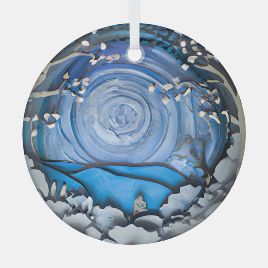 Etherische 3D-look winterscène Glas Ornament (Voorkant)