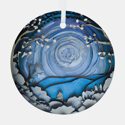 Etherische 3D-look winterscène Glas Ornament (Achterkant)