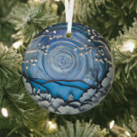 Etherische 3D-look winterscène Glas Ornament<br><div class="desc">Mooie 3D look afbeelding van een winterscène zal schitteren en reflecteren uw lichten en een aanvulling op uw kerstboom en de rest van uw vakantiehuis. Prachtige kleuren. Schaduwen worden afgedrukt in het afbeelding,  waarbij het 3D-effect wordt gemarkeerd.</div>