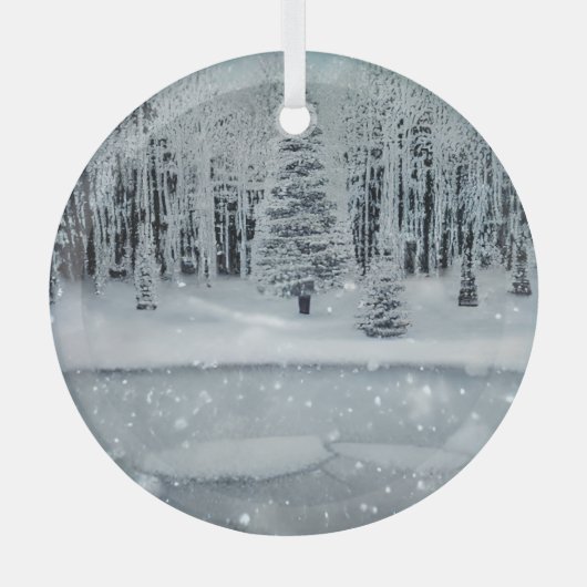 Etherische 3D-look winterscène glas Ornament (Voorkant)
