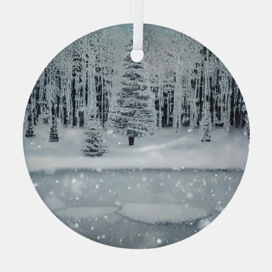 Etherische 3D-look winterscène glas Ornament (Achterkant)