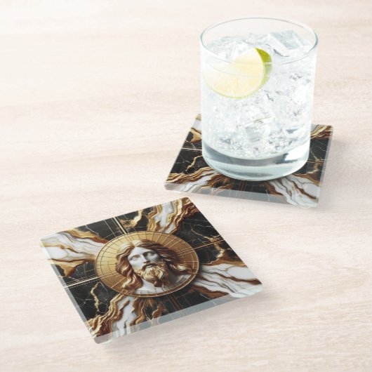 Etherische Aanwezigheid Gezicht van Jezus Gesneden Glazen Onderzetter (Schuin)