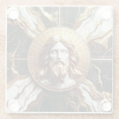 Etherische Aanwezigheid Gezicht van Jezus Gesneden Glazen Onderzetter (Achterkant)