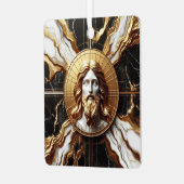 Etherische Aanwezigheid Gezicht van Jezus Gesneden Metalen Ornament (Voorkant links)