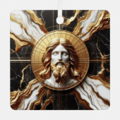 Etherische Aanwezigheid Gezicht van Jezus Gesneden Metalen Ornament (Voorkant)