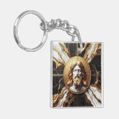 Etherische Aanwezigheid Gezicht van Jezus Gesneden Sleutelhanger (Voorkant Links)