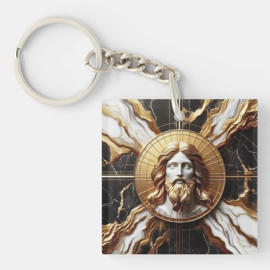 Etherische Aanwezigheid Gezicht van Jezus Gesneden Sleutelhanger (Voorkant)