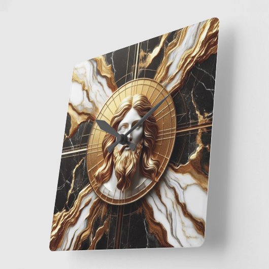 Etherische Aanwezigheid Gezicht van Jezus Gesneden Vierkante Klok (Hoek)