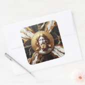 Etherische Aanwezigheid Gezicht van Jezus Gesneden Vierkante Sticker (Envelop)