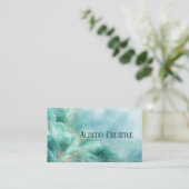 Etherische Abstracte bloemen Blauwgroen en goud Visitekaartje (Staand voorkant)