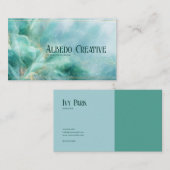 Etherische Abstracte bloemen Blauwgroen en goud Visitekaartje (Voorkant / Achterkant)