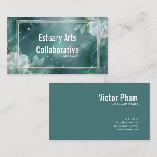 ETHERISCHE Abstracte Bloemen Emerald Green & Gold Visitekaartje (Voorkant / Achterkant)