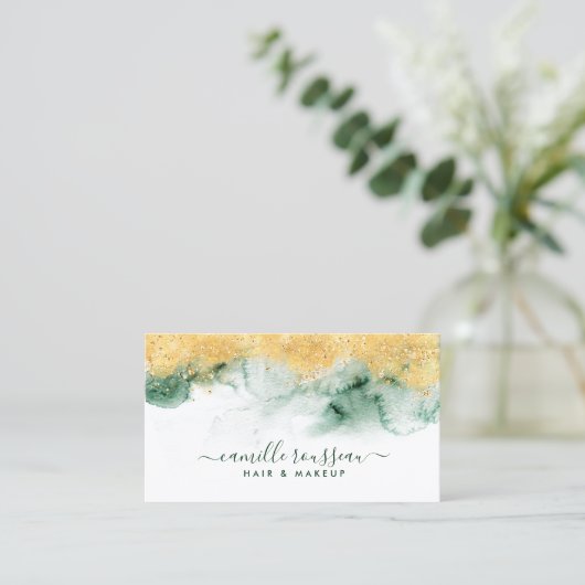 etherische Abstracte Waterverf glitter Visitekaartje (Staand voorkant)