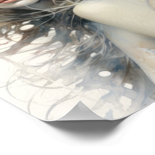 Etherische Abstracte Waterverf Line Art Poster - I (Hoek)