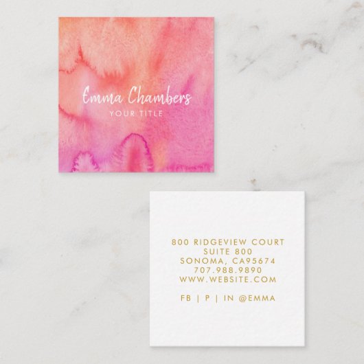 Etherische Abstracte Waterverf Vierkante Visitekaartje (Voorkant / Achterkant)
