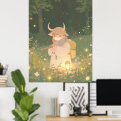ETHERISCHE Anime Meisje met Hoorns in Whimsical Me Poster (Thuiskantoor)