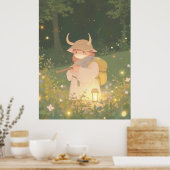 ETHERISCHE Anime Meisje met Hoorns in Whimsical Me Poster (Keuken)