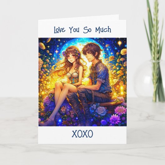 Etherische anime paar Valentijnsdag Kaart (Voorkant)