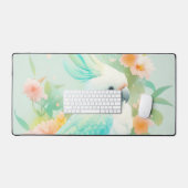 Etherische Aqua Teal Kaketoe Pastel Bloemen Bureaumat (Keyboard & Muis)
