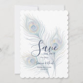 Etherische Aquarel Bruiloft Pauwveren TLW26 Save The Date (Voorkant)