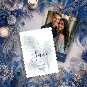 Etherische Aquarel Bruiloft Pauwveren TLW26 Save The Date