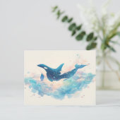 Etherische Aquarel Orka Spatwater Briefkaart (Staand voorkant)