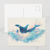 Etherische Aquarel Orka Spatwater Briefkaart (Voorkant / Achterkant)